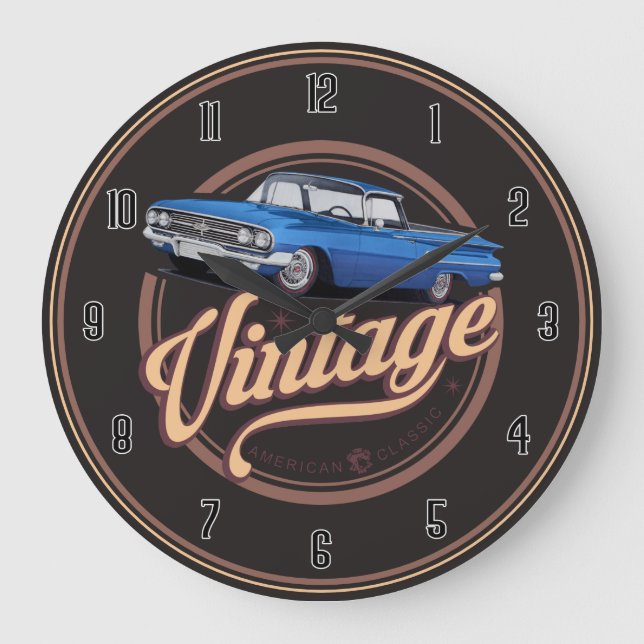 Redondo Grande Vintage American Classic El Camino Gran Reloj (Anverso)