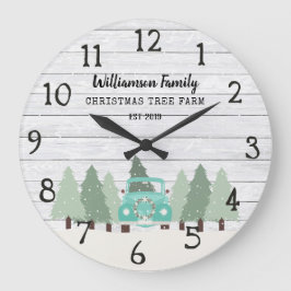 Redondo Grande Vintage Farmhouse Navidades - Reloj de nombre fami