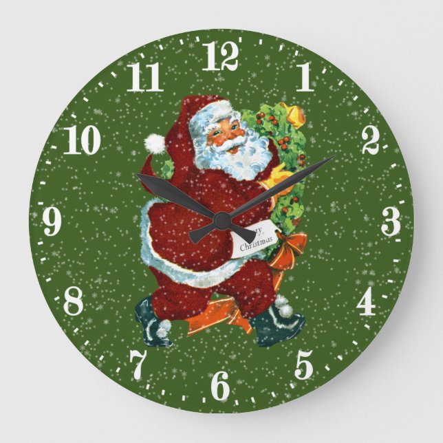 Redondo Grande Vintage reloj de la pared navideña de Navidad (Anverso)