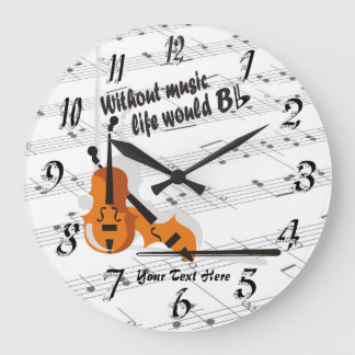 Redondo Grande Violín - sin vida de la música reloj plano de B
