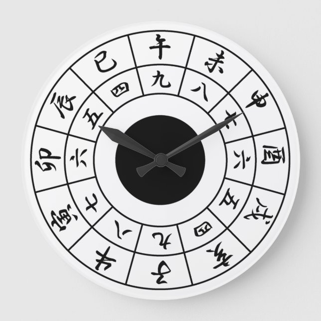 Redondo Grande Wadokei japonés reloj blanco cara de kanji negro (Anverso)
