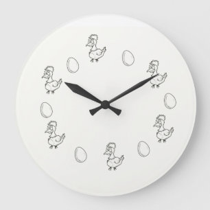 Redondo Grande Wanduhr! La gallina o el huevo! El reloj de