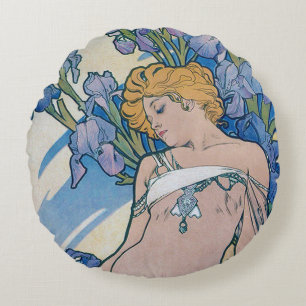 Redondo Iris (Cuatro Flores), Alphonse Mucha Cojín Decorat