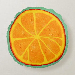 Redondo Juicy Naranja Slice Personalizado Cojín decorativo