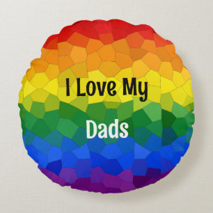 Redondo Me encanta mi Cojín decorativo LGBTQ Rainbow