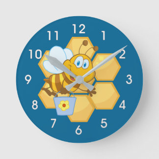 Redondo Mediano Abeja del dibujo animado y reloj del peine de la