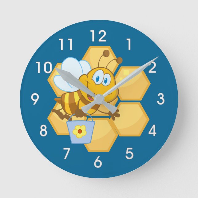 Redondo Mediano Abeja del dibujo animado y reloj del peine de la (Anverso)