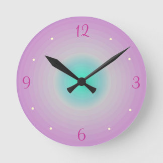 Redondo Mediano Aguamarina > reloj de la pared rosados de los