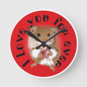 Redondo Mediano Amo mi hámster pequeño reloj
