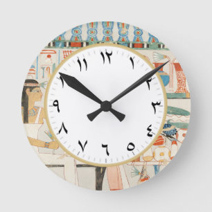 Redondo Mediano Antiguo reloj de arte egipcio con números árabes