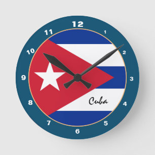 Redondo Mediano Bandera cubana y reloj de moda y diseño de moda