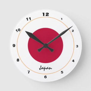 Redondo Mediano Bandera japonesa y reloj japonés de moda y diseño