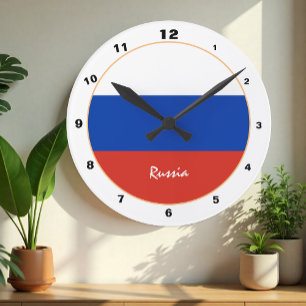 Redondo Mediano Bandera rusa, reloj de diseño para casa moderno Ru