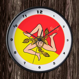 Redondo Mediano Bandera siciliana, reloj de moda / diseño sicilian