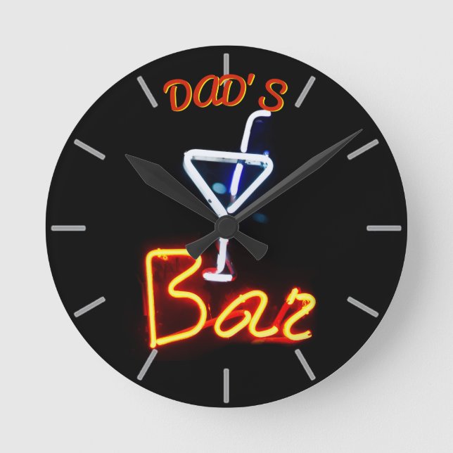 Redondo Mediano BAR DE DAD, MANCAVE, DEN - Personalizable de Reloj (Anverso)