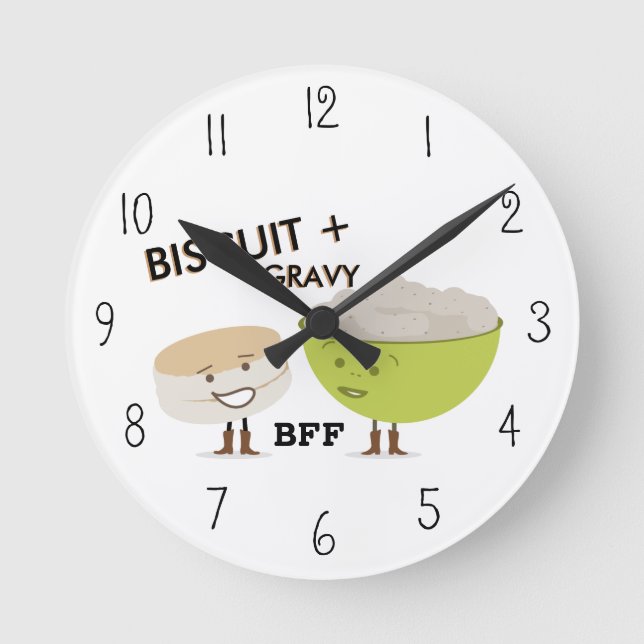 Redondo Mediano Biscuit y Gravy BFF Reloj divertido (Anverso)