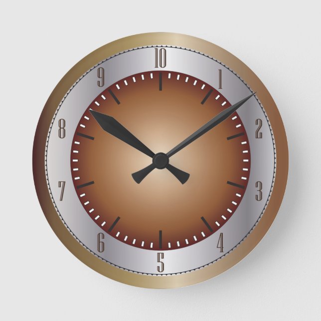 Redondo Mediano Brass de reloj de 10 horas y plata (Anverso)