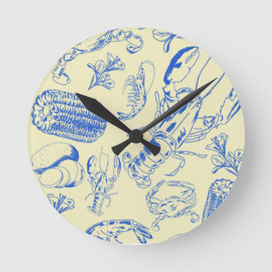 Redondo Mediano Cajun Seafood Boil - Reloj de comida costera del s