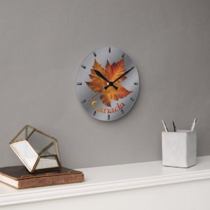 Redondo Mediano Canadá Reloj de hojas de maple Canadá Reloj de par