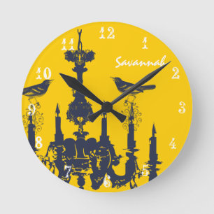Redondo Mediano Candil de Mostaza Amarillo Personalizado Reloj de 