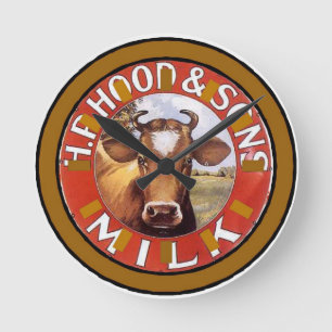 Redondo Mediano Cara de vaca, cara de reloj de vintage de leche