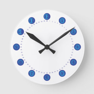 Redondo Mediano círculo de marcado de reloj azul con segundos