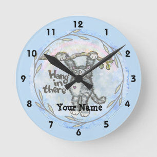 Redondo Mediano Colgar en el gato nombre personalizado Reloj