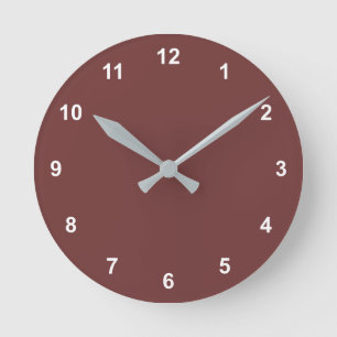 Redondo Mediano Color de tendencia Mahogany Brown Reloj y Números