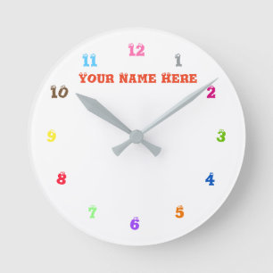 Redondo Mediano Colores personalizados y reloj de texto - Elija su