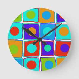 Redondo Mediano Coloridos puntos de polka y cuadrados de reloj de 