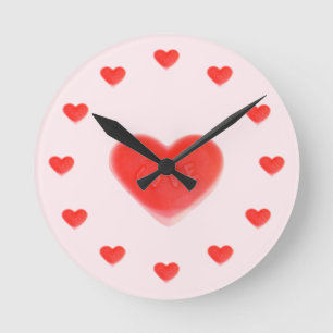 Redondo Mediano Corazón dulce Corazón rosado reloj todo el tiempo