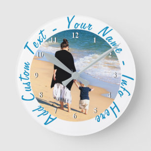 Redondo Mediano Crea tu propio reloj de fotos con texto personaliz