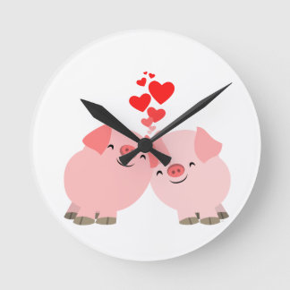 Redondo Mediano Cuidados cerdos Personalizados en el reloj de la p