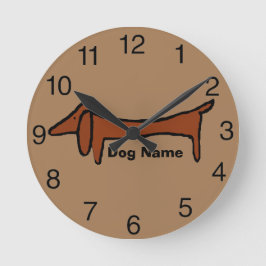 Redondo Mediano Dachshund, reloj marrón, nombre de edición
