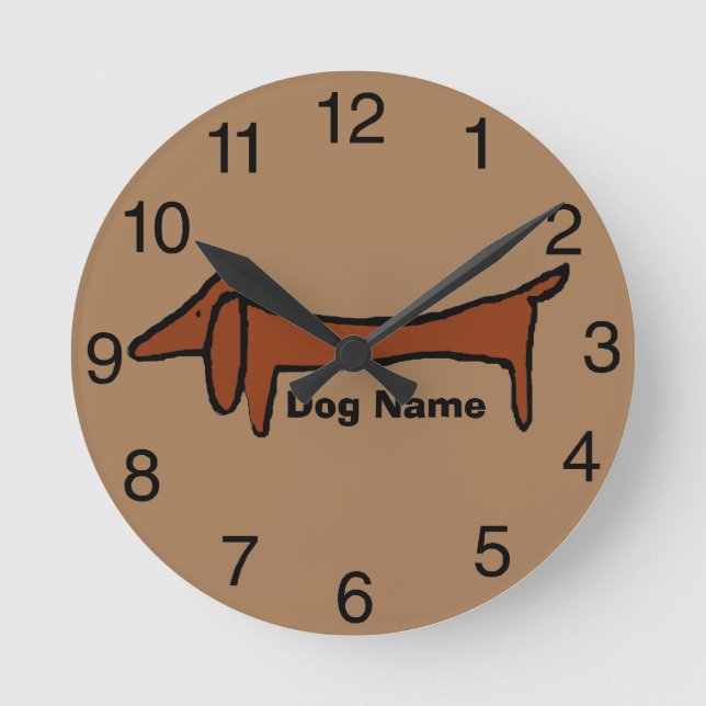 Redondo Mediano Dachshund, reloj marrón, nombre de edición (Anverso)