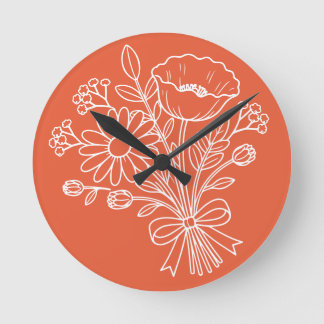 Redondo Mediano Diseño de reloj de flores florales
