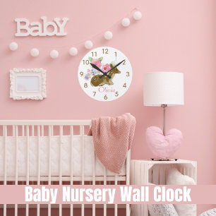 Redondo Mediano Dulce Reloj de Nursera Floral Rosa de Ganadería de