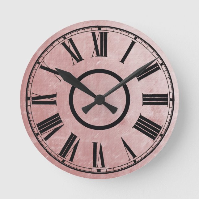 Redondo Mediano Efecto plummy Rosa Reloj Efecto Weathered Números  (Anverso)