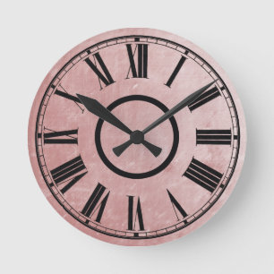 Redondo Mediano Efecto plummy Rosa Reloj Efecto Weathered Números