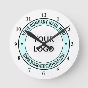 Redondo Mediano Ejemplo de reloj con logotipo y texto de la empres