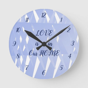 Redondo Mediano El amor está en nuestro hogar azul reloj geométric