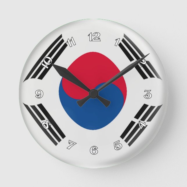 Redondo Mediano El reloj de la bandera de Corea del Sur Diseño de  (Anverso)