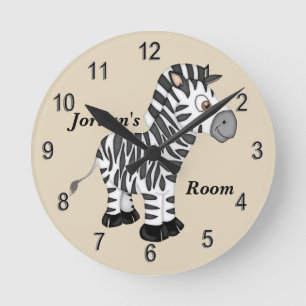 Redondo Mediano El reloj de niños cute la cebra bebé