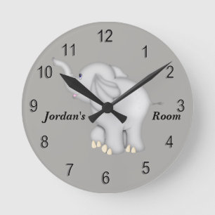 Redondo Mediano Elefante lindo del bebé del reloj del niño