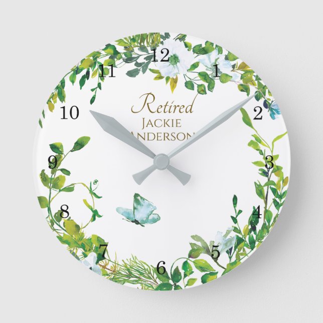 Redondo Mediano Elegante regalo de retiro - Leafy de reloj persona (Anverso)