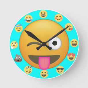 Redondo Mediano Emoji de caras diferentes para números Reloj infan