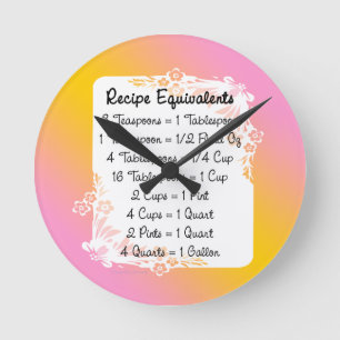 Redondo Mediano Equivalentes de medición Reloj auxiliar de cocina