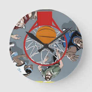 Redondo Mediano Están jugando al reloj de la pared de baloncesto