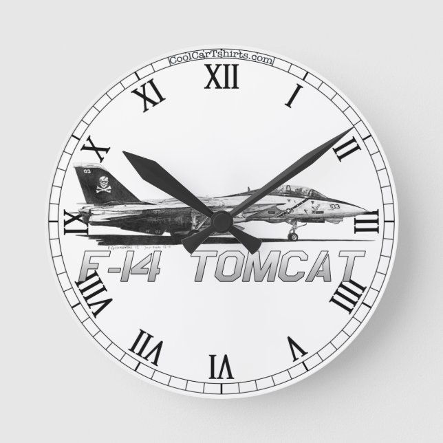 Redondo Mediano F14 Tomcat VF-103 Jolly Rogers - reloj de dibujo (Anverso)