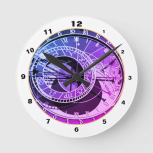 Redondo Mediano Famoso Orloj y Praga del Reloj Astronómico / Chec